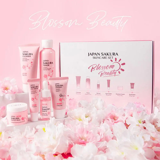 For Sakura Skin Care Sets Facial Cleanser Face Cream Serum Hydrating Firming Moisturizing Brightening Care Face Toner Kit J1F3