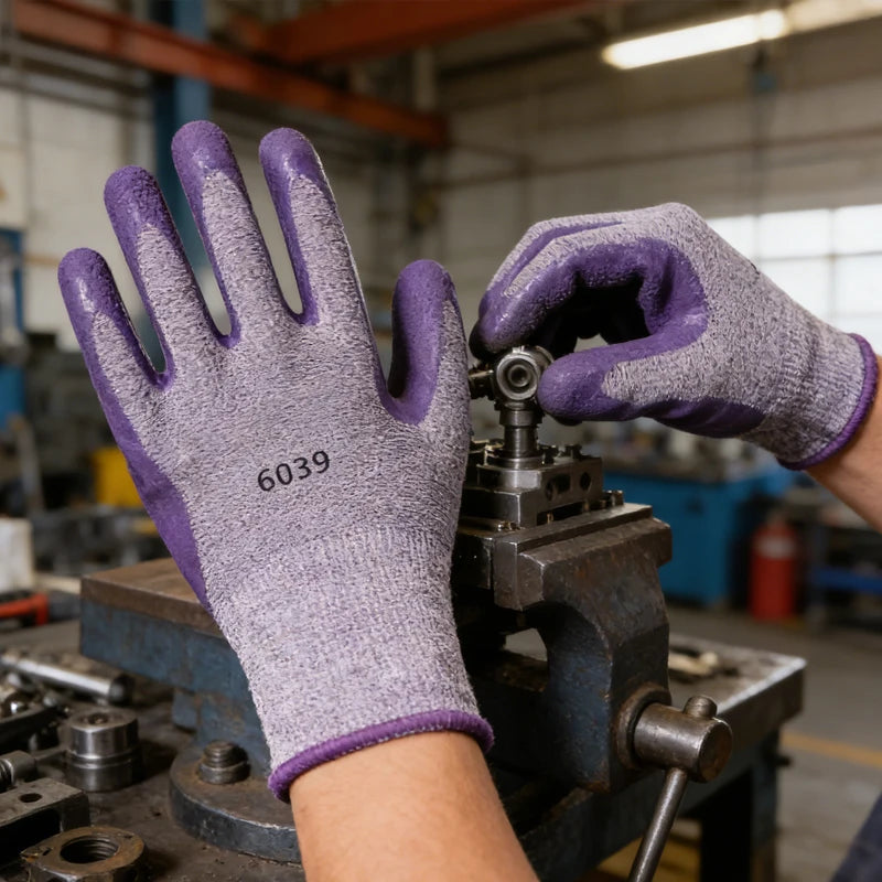 Tool Emboss Embossing Work Gloves Antiskid Breathable Latex Work Safe Gloves Elastic Purple Protective Mittens Daily Handling