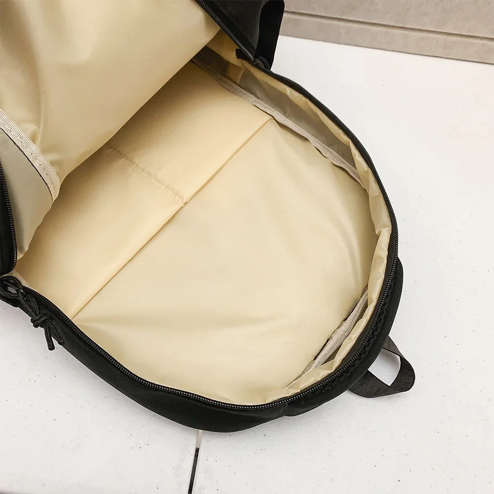Large Capacity Solid Color Backpack, Simple Black Bag for Students & Travel