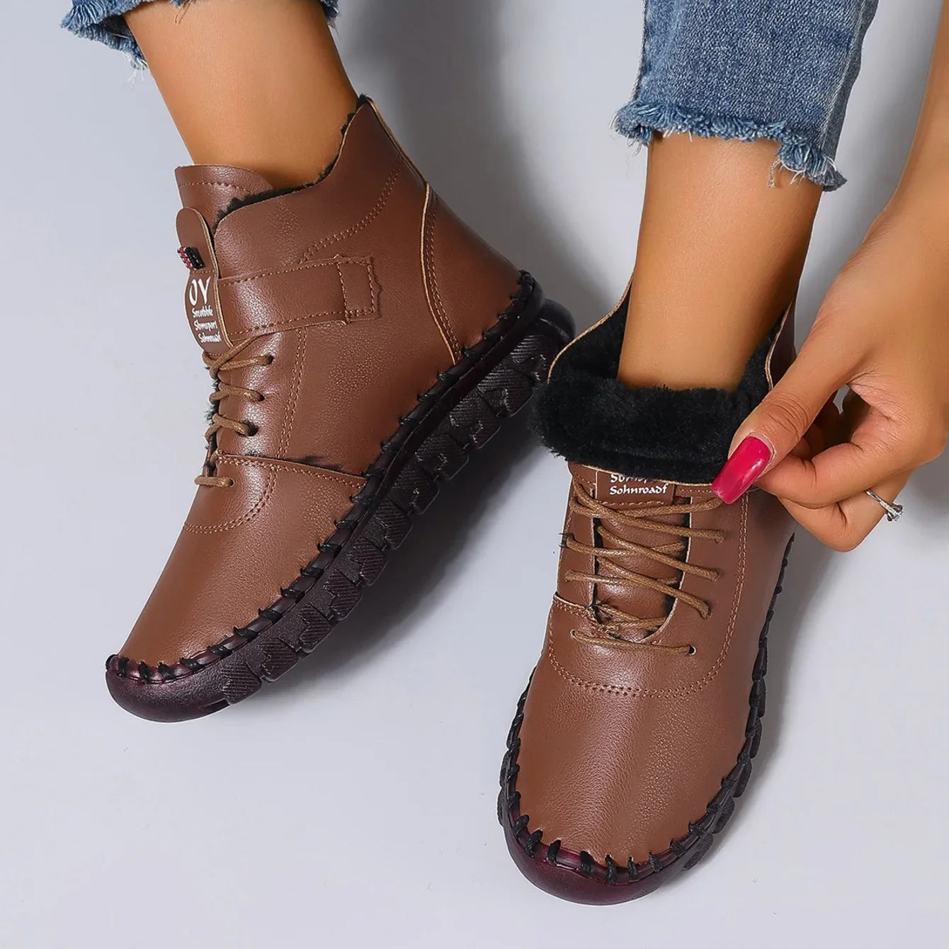 Women Boots 2025 New Comfortable Flat Ankle Boots Luxury Casual Thickened Warm Mom Shoes Fashion Handmade Cotton Shoes Women