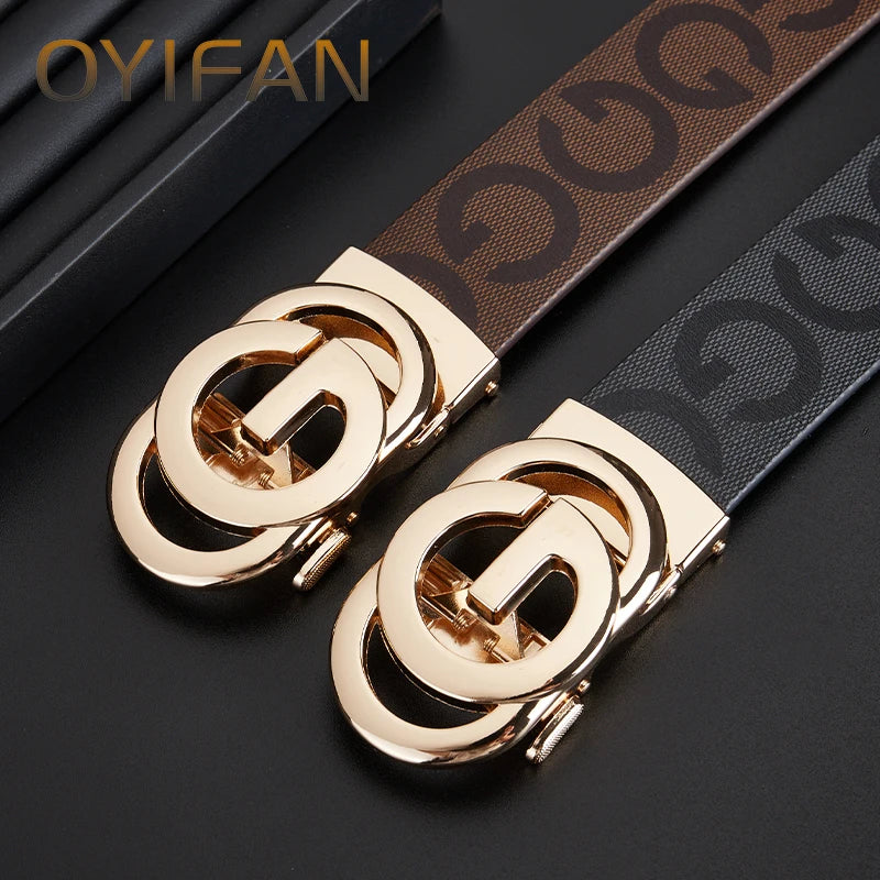 Men's genuine leather belt, ratchet belt, fashionable designer belt, men's popular style, high-quality genuine cowhide, durable