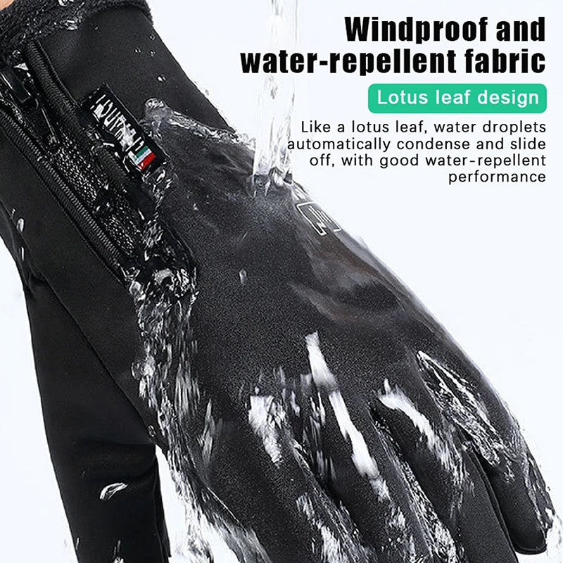Outdoor Winter Gloves For Men Waterproof Thermal Fleece Lined Resistant Touch Screen Non-slip Motorbike Riding Mountaineering