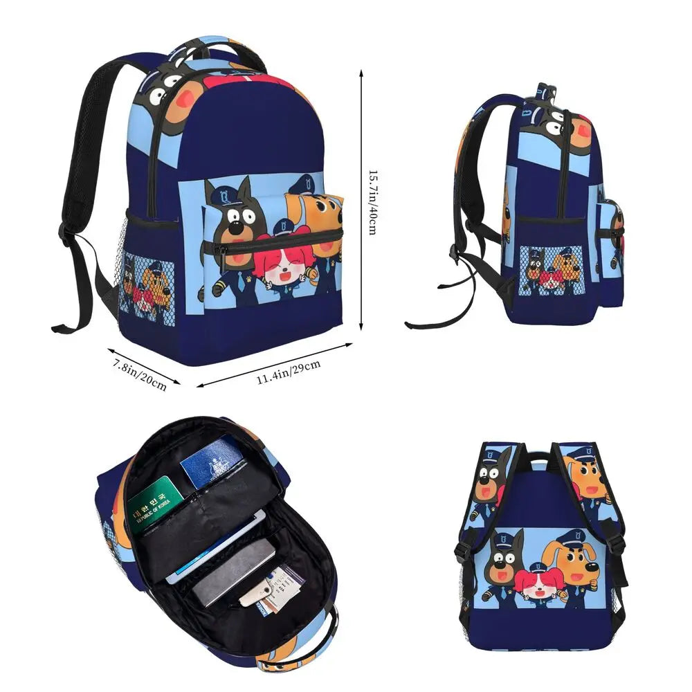 Sheriff Labrador Backpacks Boys Girls Bookbag Children School Bags Cartoon Kids Rucksack Lunch Bag Pen Bag Three-Piece Set