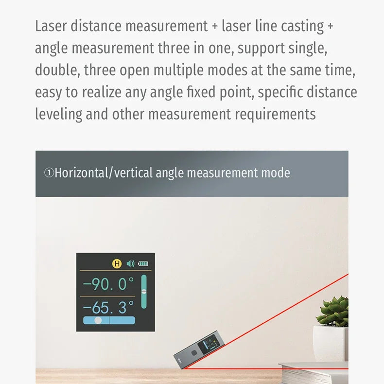 DUKA ATuMan Mini Laser Rangefinder LS6 40m Distance Angle Meter Measuring Tools Portable Rechargeable with Laser Line Marker