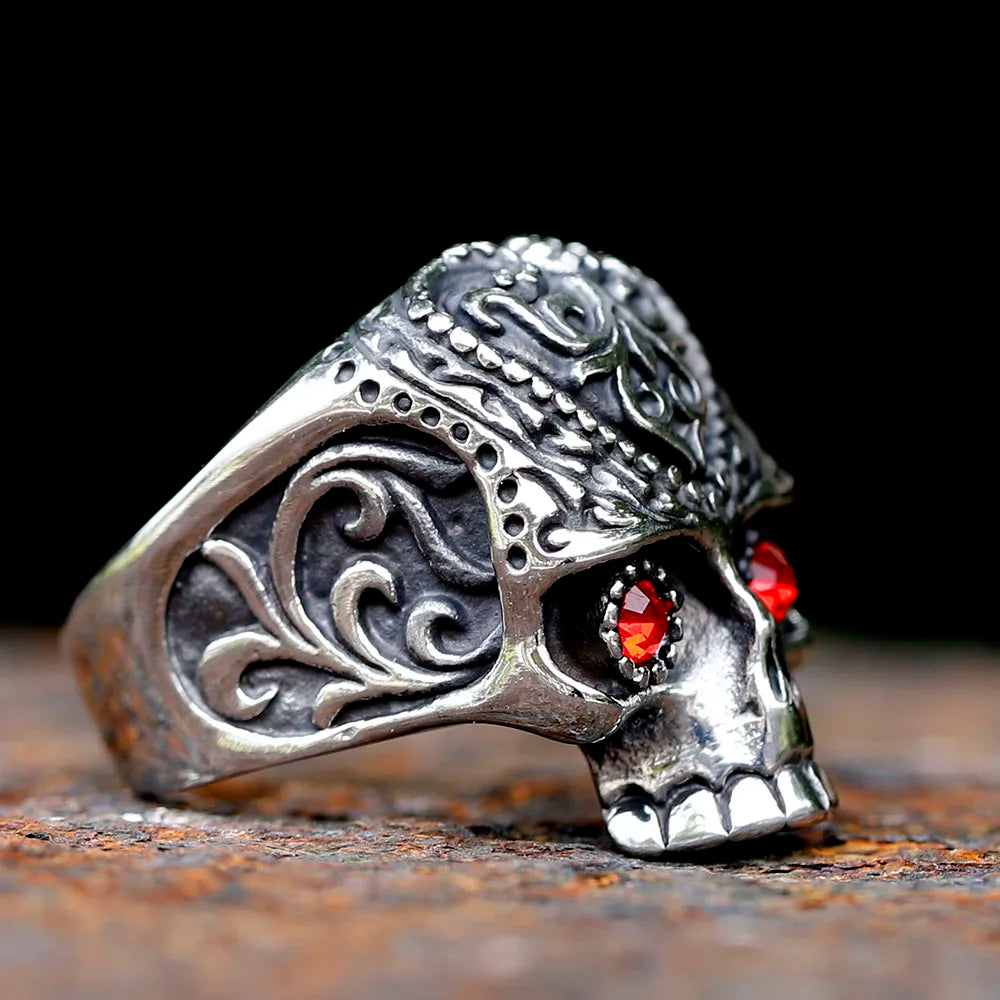 Men's Calvarium Skull hand Ring Gothic 316L Stainless Steel Biker Anel Motorcycle Band jewellery Gift free shipping