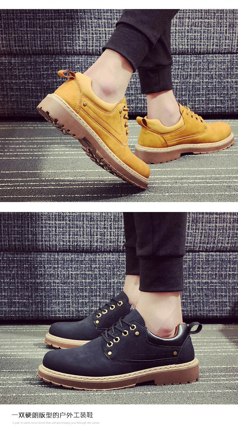 Fashion Men's Leather Shoes England Style Formal Shoes for Man Non Slip Ankle Boots Outdoor Waterproof Casual Tim Work Land Shoe