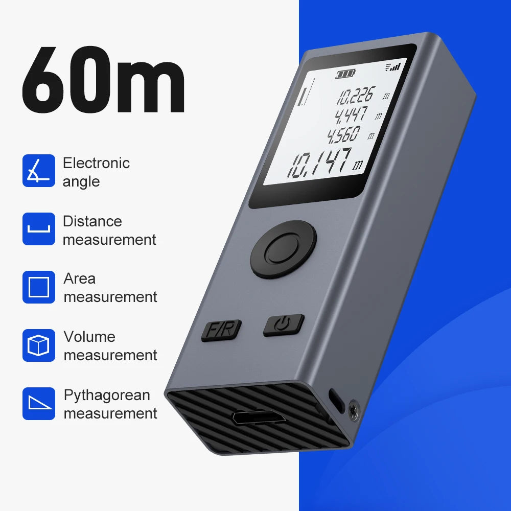 Nohawk Mini Smart Laser Distance Meter Measure Infrared Rangefinder USB Rechargeable Portable Handheld Laser Range Finder Tools