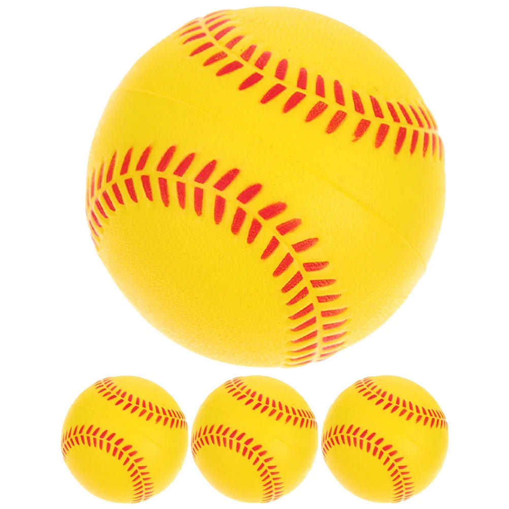 4 Pcs Sponge Kids Baseball Soft Softballs for Practice Children’s Toys Pu Training Baseballs Hitting Student