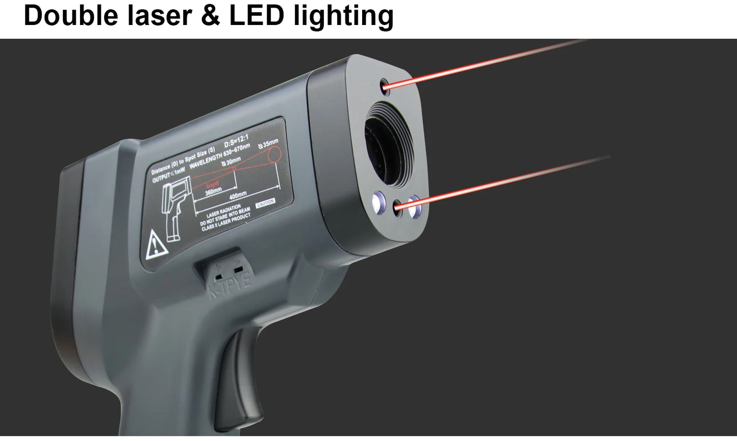 LCD Industrial Electronic Thermometer NonContact Digital Laser Temperature Meter Gun Laser Point Infrared Thermometer