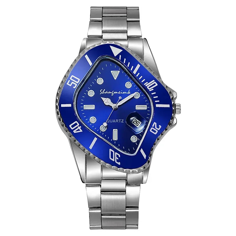2026 New Watch for Men Unusual Conceptual Reloj Crash Melting Twist Shaped Case Quartz Wristwatch Male Man Rhombic Green Clock