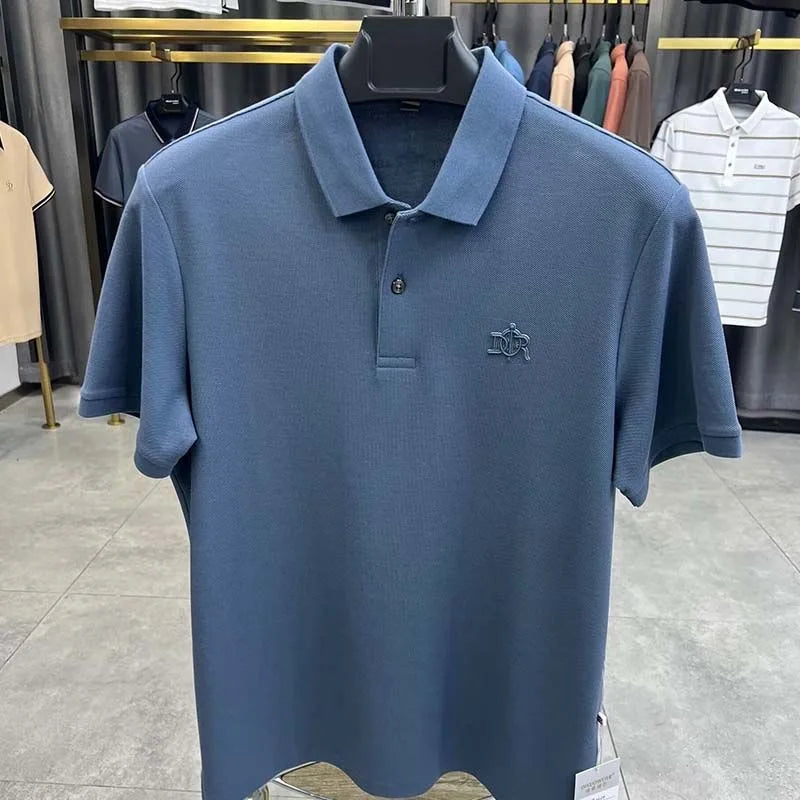 100% pure cotton men's short sleeved polo shirt summer fashion casual top comfortable and breathable high-quality lapel T-shirt