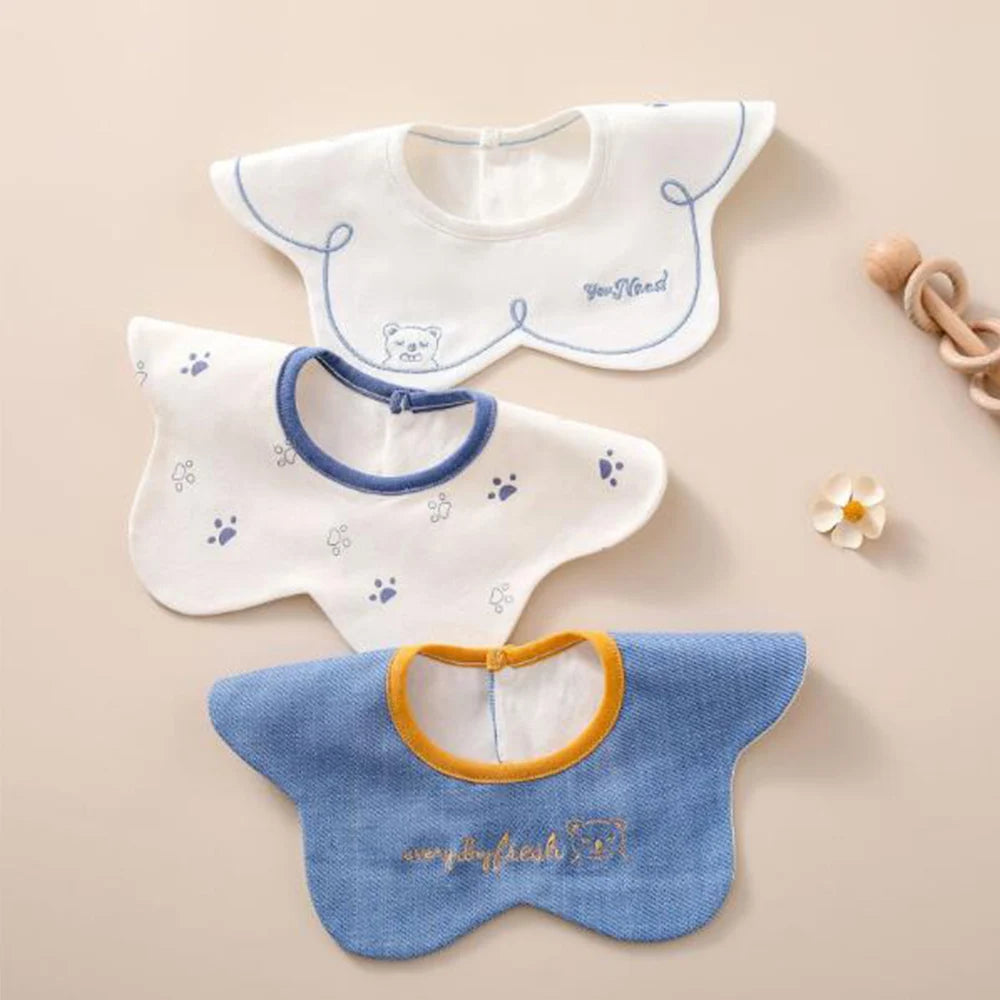 Baby Girl Bibs Waterproof Round Neck Infant Feeding Burp Cloth Saliva Towel Newborn Drool Bibs 3 Pieces