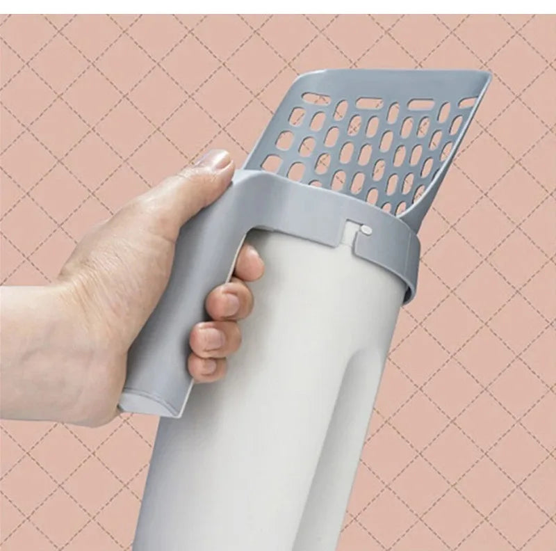 Cat Litter Shovel with Waste Bags Self Cleaning Cats Litter Scooper Portable Cat Litter Box Cleaning Tool Pet Cat Supplies
