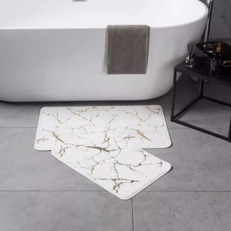 Marble Bathroom Rugs Nonslip Black Gold Bathroom Mats Soft Rabbit Fur Bath Mats for Bathroom Floor Mats Carpet коврик для ванной
