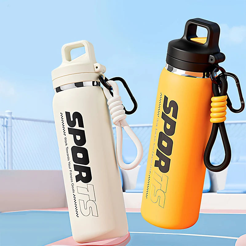 New Insulated Water Bottle, Portable, Unisex, Outdoor Cycling Water Bottle, One Lid, Double Drinking Straw.