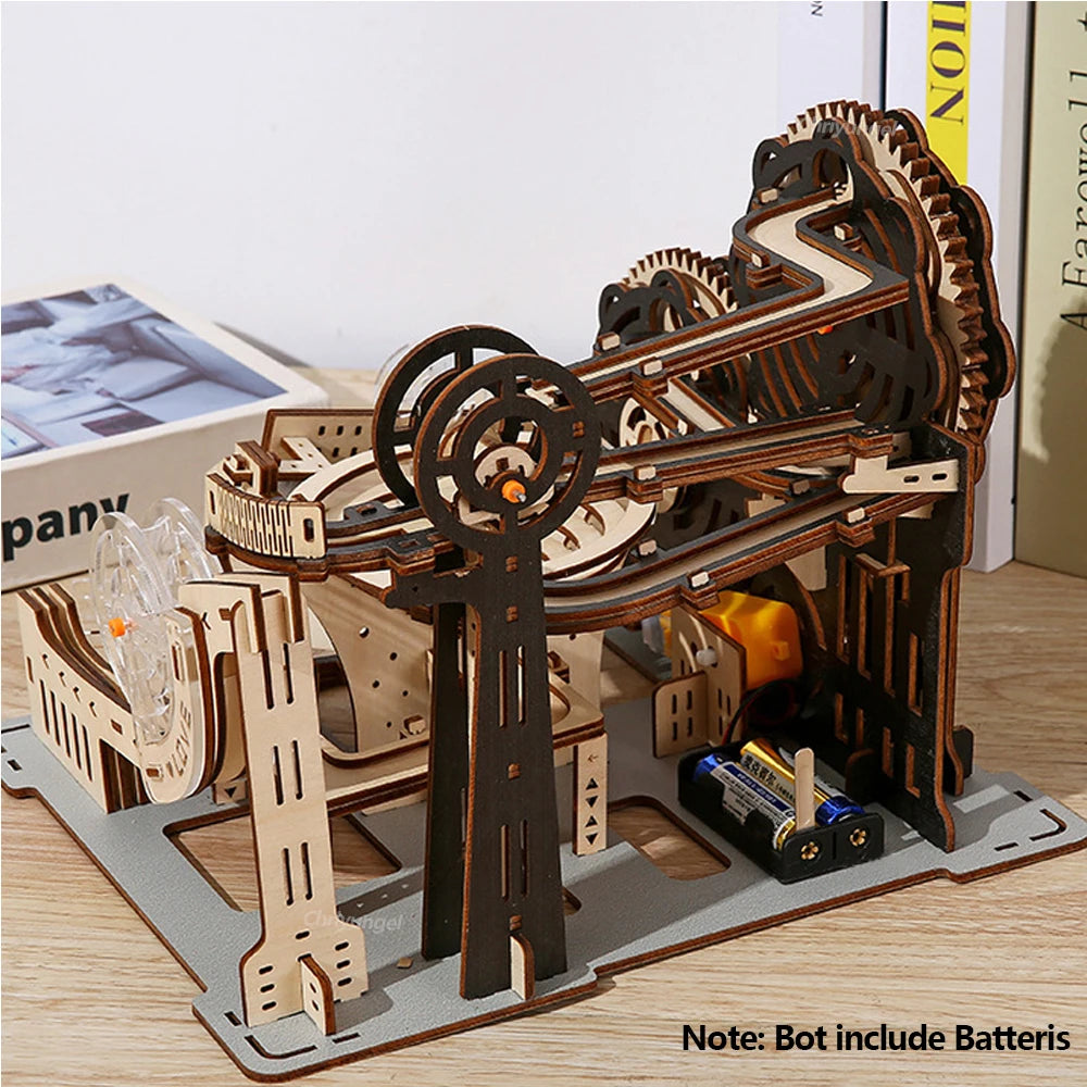 3D Wooden Puzzle DIY Marble Run Building Model Kit STEM Educational Construction Toys for Kids Adults Teens Boys Girls Gifts