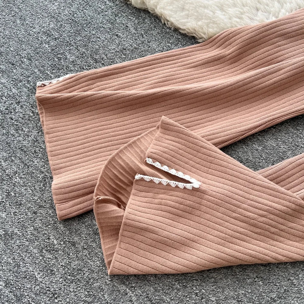 Pants Set Women Two Piece Sets Hooded Matching Sets Sweatshirts Long Pants High Waist Knitted Splice Y2k Casual Jogger 2025