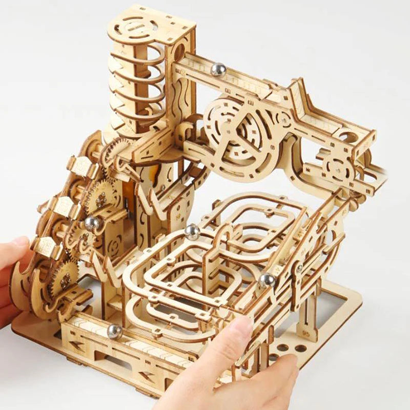 Electric Catapult Marble Run Kit with Spiral Plank Road Puzzles, Mechanical Assembly Model, Ideal Gift for Kids