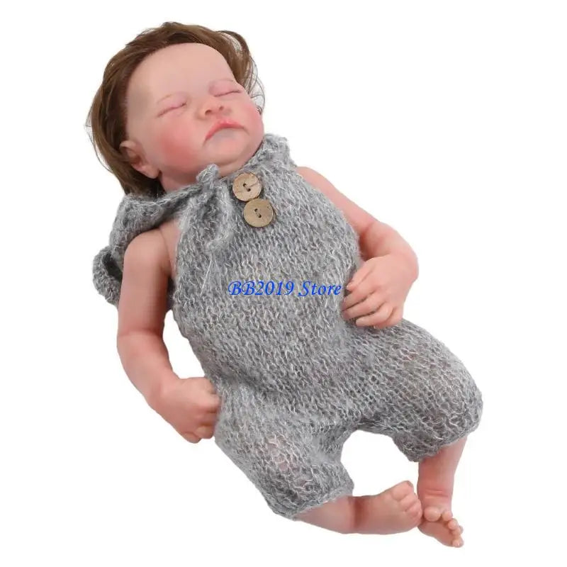 Q0KB 18-inch Reborns Baby Doll Newborn Boy Girl Realistic Sleeping Infant Soft Silicone Full Body Babies Toy Gift