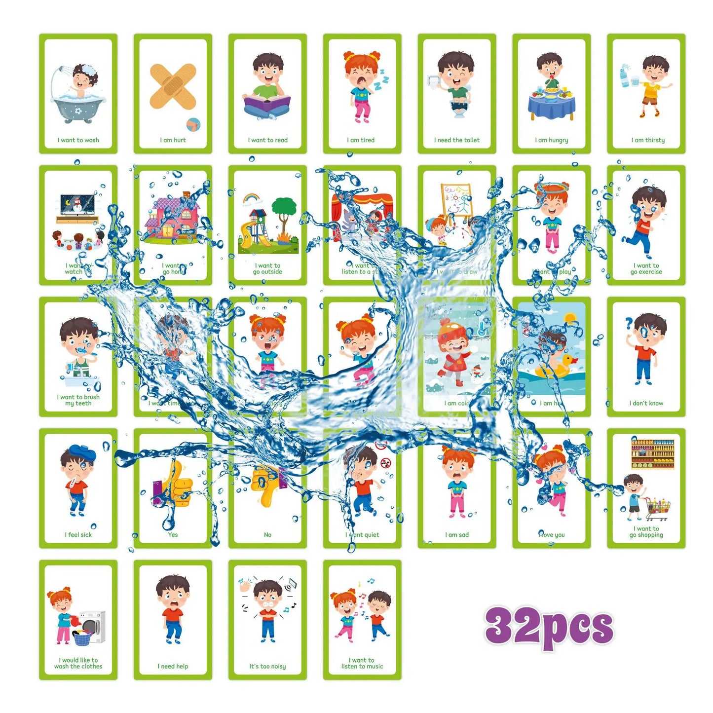 Bview Art Autism Communication Cards for Kids Nonverbal Visual Learning Tools Special Needs Cognitive Prompt Cards