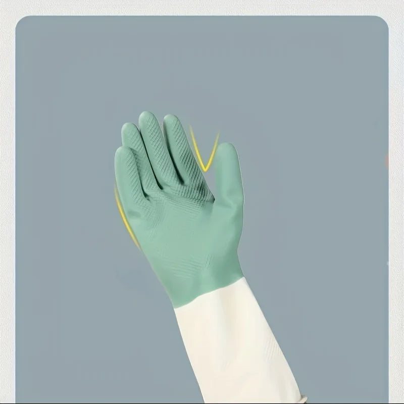 4pcs Waterproof Housework Cleaning Gloves Kitchen Cleaning Latex Laundry Dishwashing Gloves Wear Resistant Rubber Gloves