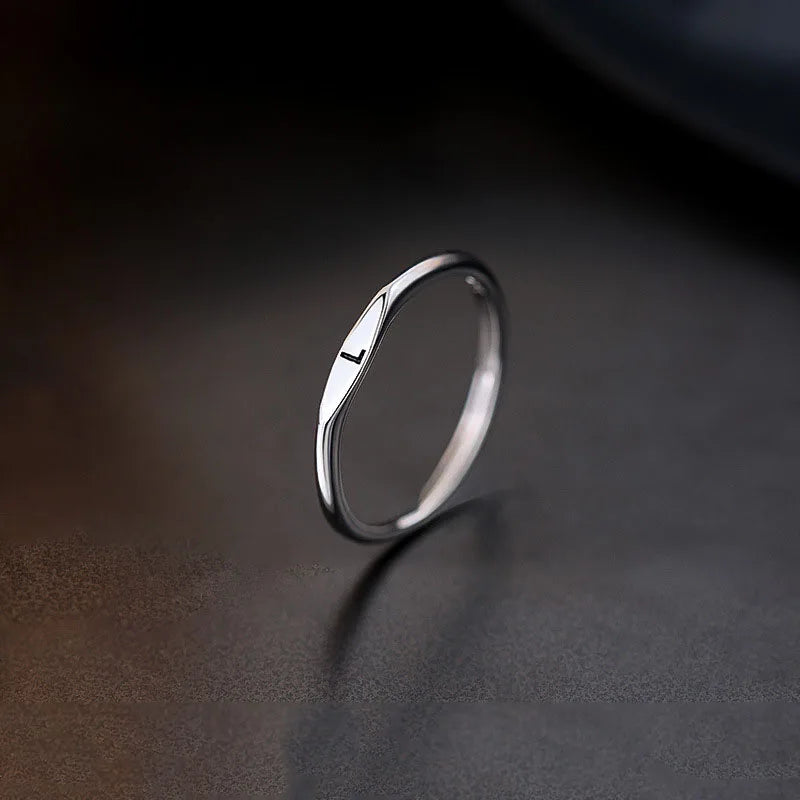 New 925 Sterling Silver Letter Ring Charm Personality Simple Style Woman Ring Birthday Gift for Friends Exquisite Jewelry