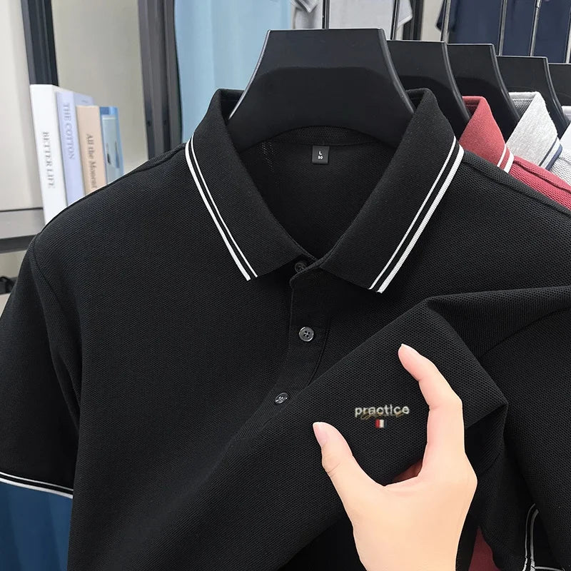 100% pure cotton men's highend brand customized new embroidered short sleeve polo shirt summer casual comfortable breathable top