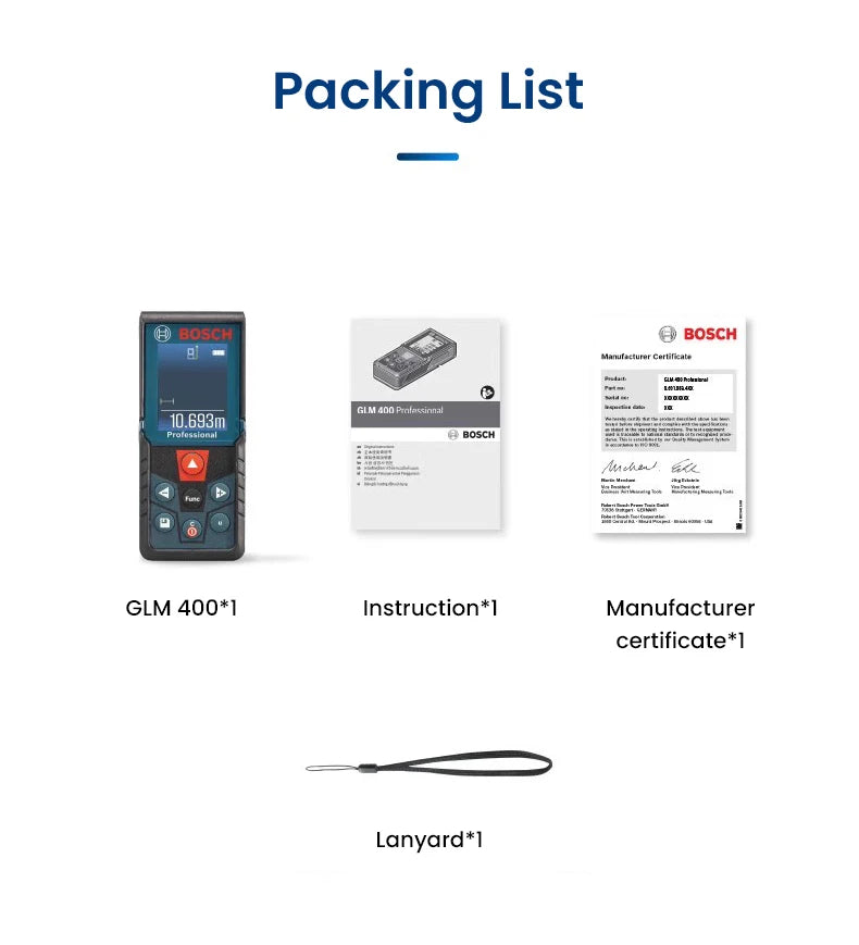 Bosch Laser Tape Measure Professional Distance Meter Optical Rangefinder Accurate 30-50m Surveying Equipment