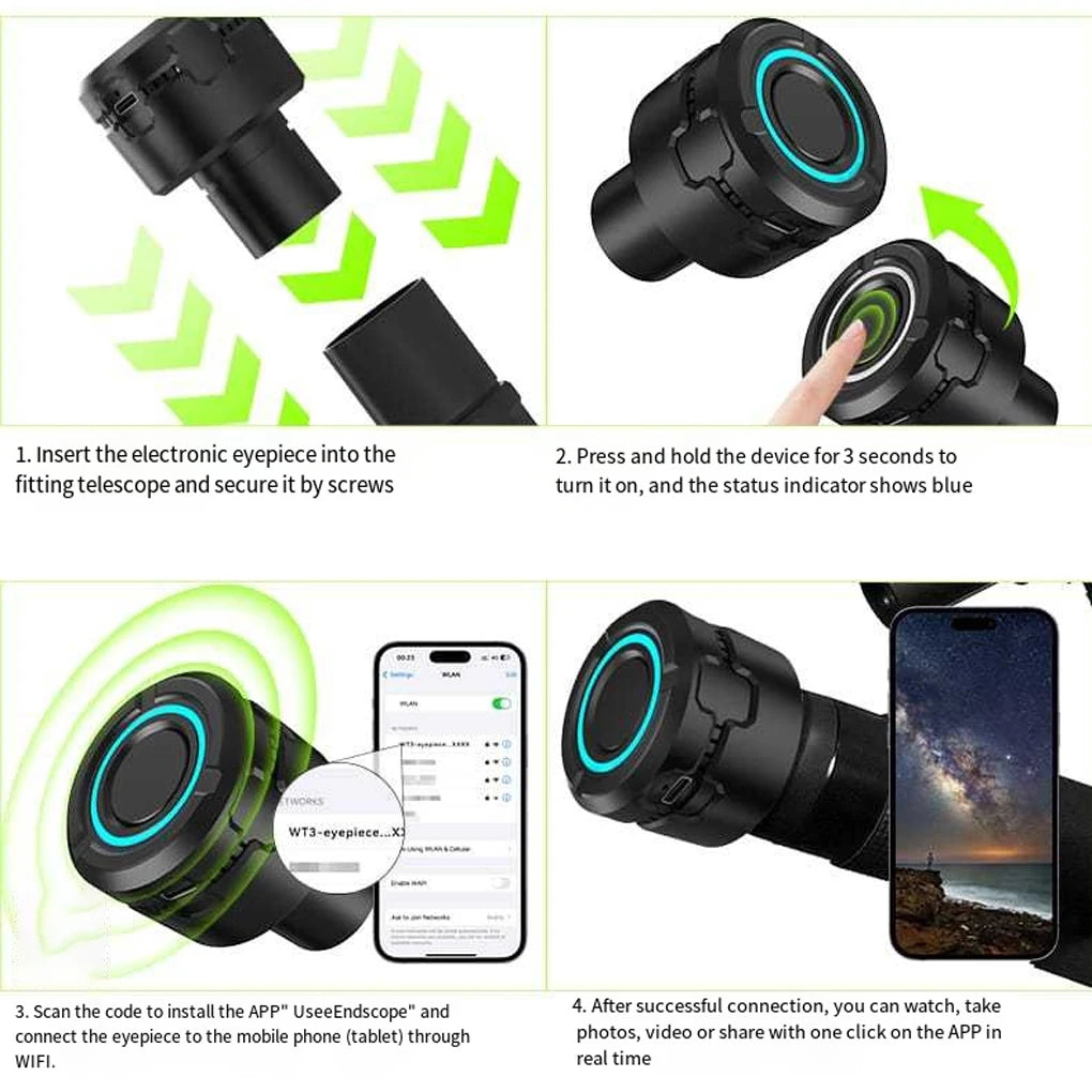 Upgraded 4K HD WIFI Electronic Eyepiece Astronomical Telescope Camera 5 Million Pixel Full-Color Bird-Watching Telescope