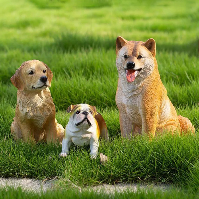 Simulated Pet Puppy Model Resin Sculpture Ornaments Garden Courtyard Lawn Figurines Decoration Home Cute Dog Statue Accessories