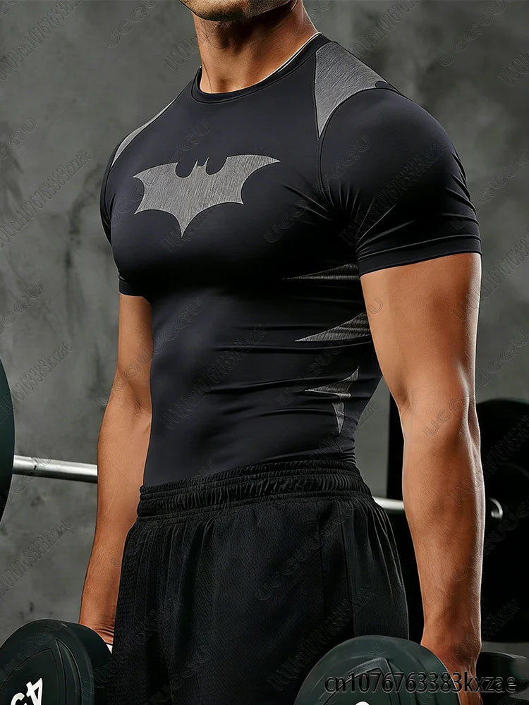 DC Batman Print Men's Sports Running Fitness Top Summer Breathable Quick Drying Long/Short Sleeve Classic Gym Tees Man Tops