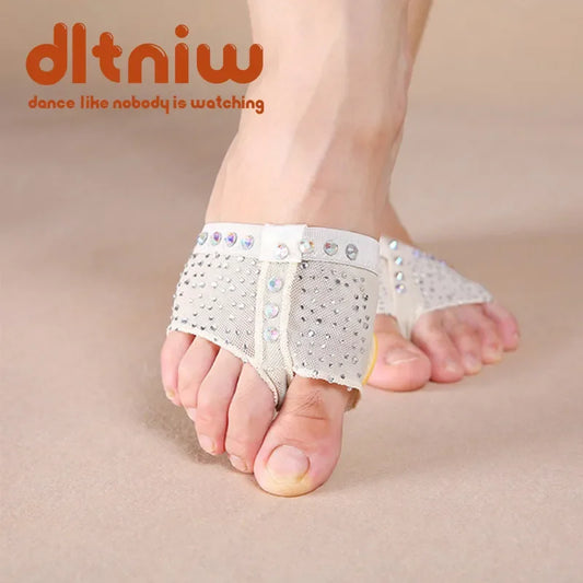 Professional Belly Ballet Dance Foot Thong ToePad Practice Shoes Metatarsal Forefoot Half Lyrical Protection Rhinestone Footwear