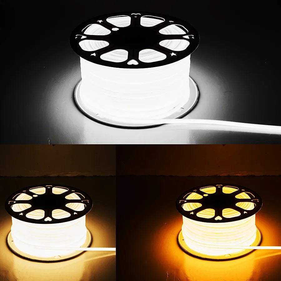 288LEDs/m COB LED Strip 220V Dimmable Power EU Plug 3000k 6000k RA90 Outdoor Garden FOB LED Tape Bedroom Kitchen Lighting