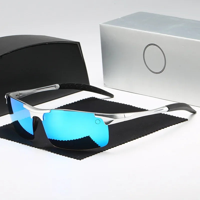 Men's Polarized Protective Glasses UV Sunshade Glasses Trendy Outdoor Cycling Driving GlassesAluminum Magnesium Sunglasses