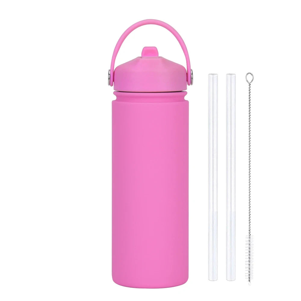 Insulated Water Bottle 500ml Custom Text/Logo - 304 Steel, 24H Cold, Office & Gym Essentials