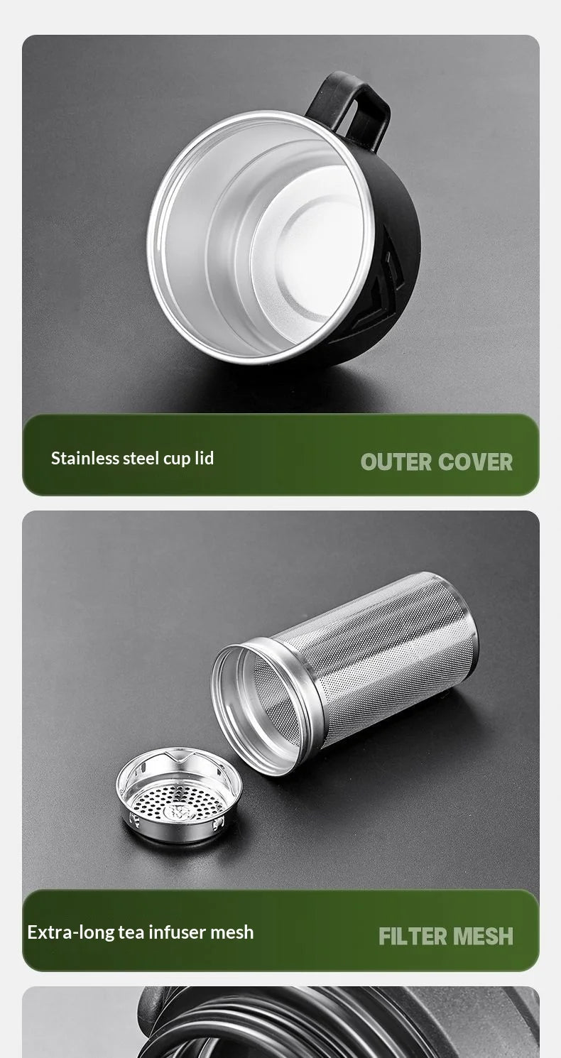 Double Wall Vacuum Insulated Water Bottle 1L 316 Stainless Steel Large Capacity with Handle Leak Proof for Car Outdoor Gym