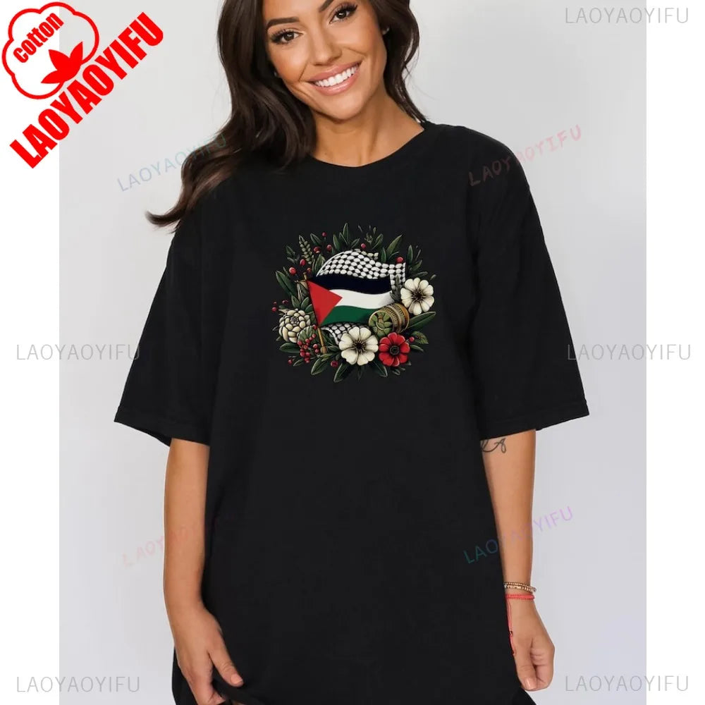 Palestine Shirt Palestine Watermelon TShirt Palestine Flag Stand Man Woman Summer Male O-neck Short-sleeve Tees Shirts for Men