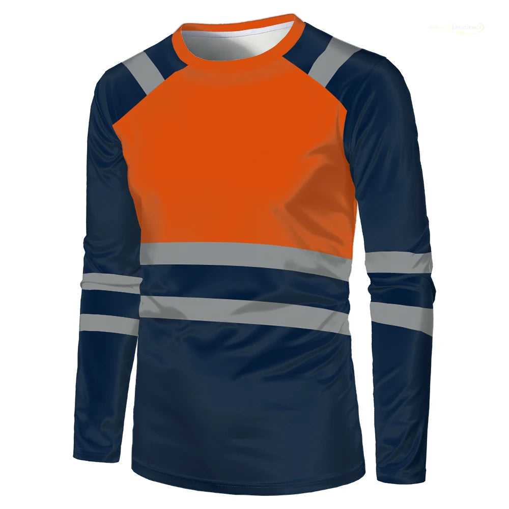 Autumn New High Quality Men's Safety Work Clothing Quick Drying Breathable Work Tops Sweat Wicking Comfort Oversized T Shirt