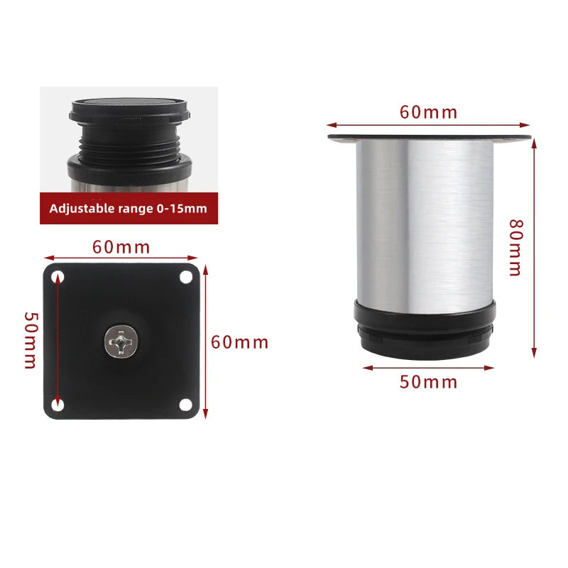4Pcs 50mm-300mm Furniture Adjustable Cabinet Legs Stainless Steel Furniture Legs Cabinet Table Sofa Bed Feet Furniture Legs Feet