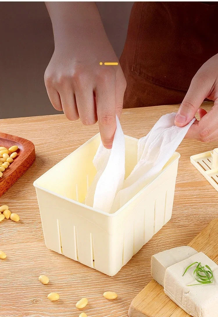 DIY Plastic Tofu Press Mould Homemade Tofu Mold Soybean Curd Tofu Making Mold With Cheese Cloth Kitchen Cooking