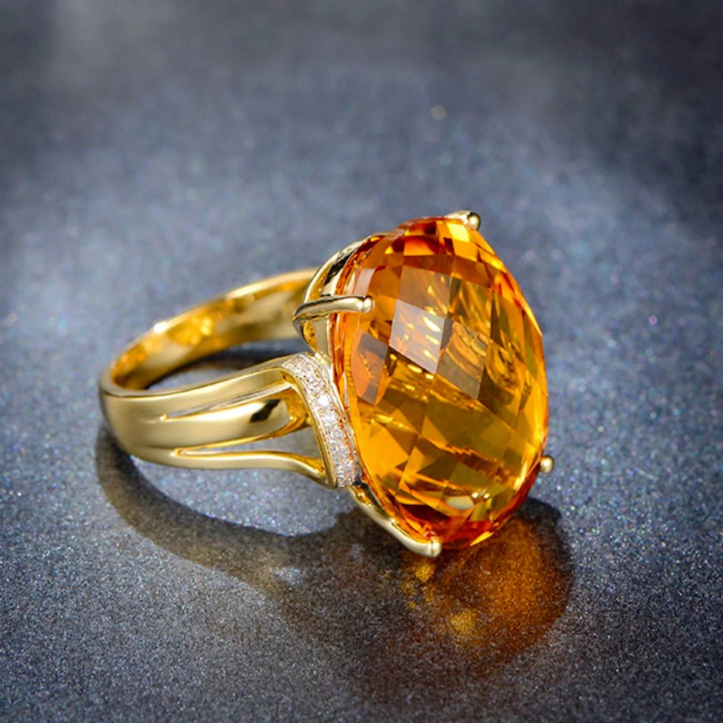 sterling silver 925 Citrine Ring with Yellow Crystal: Elegant Handmade Jewelry Gift for Women, Birthdays & Anniversaries