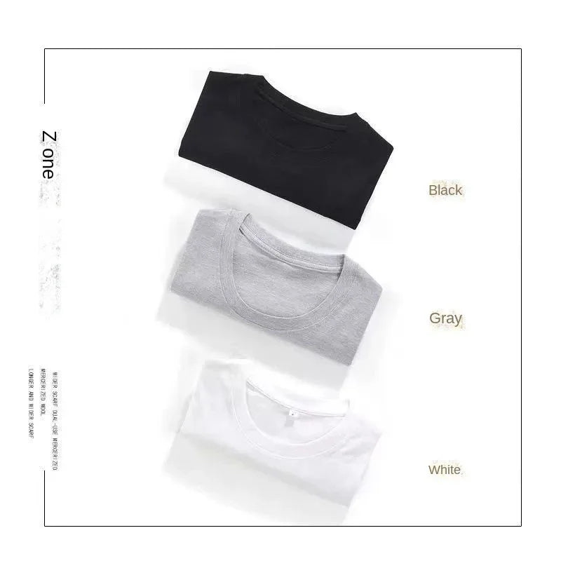 Fashionable Men's White 100% Cotton T-Shirt Golf Wear Men Short Sleeve Tee Solid Color O Neck Casual Summer Undershirt Tee Top