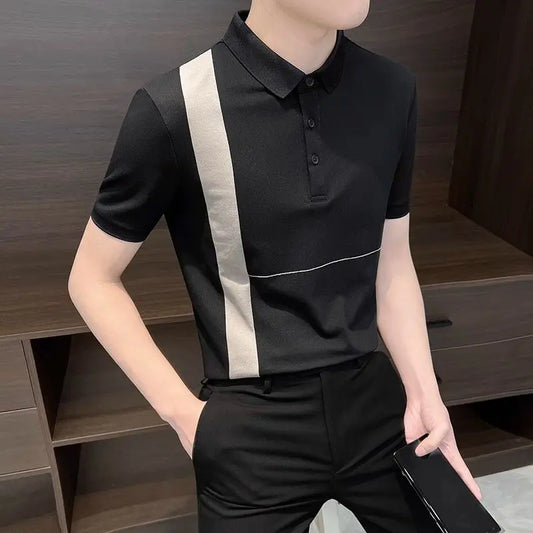 Summer Men's Clothing 2025 New Summer Top Cool and Stylish Ice Silk Trendy Brand Polo Shirt