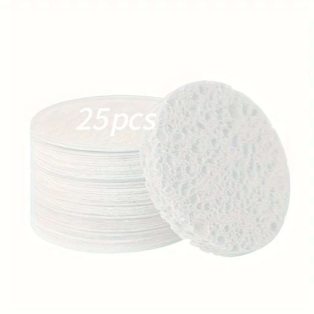 25pcs Compress Face Wash Puff Natural Wood Pulp Sponge Face Wash Puff Foaming Face Puff Cosmetic Puff Face Cleansing Sponge