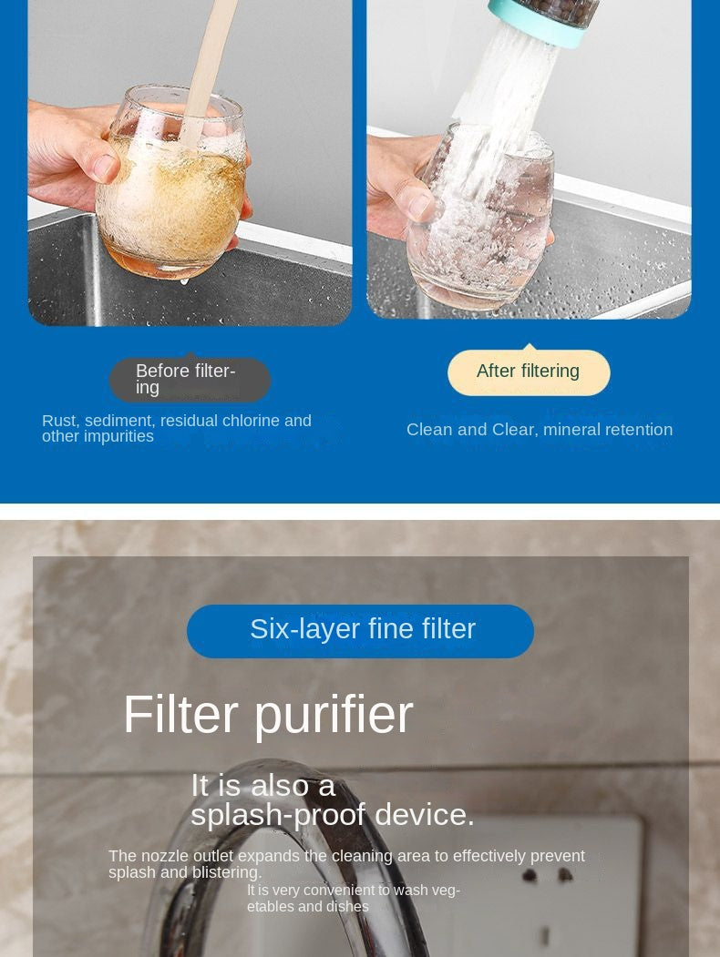 Faucet Filter Kitchen Household Water Purification Tool Six-layer Splash Proof Universal Shower Extension Filter