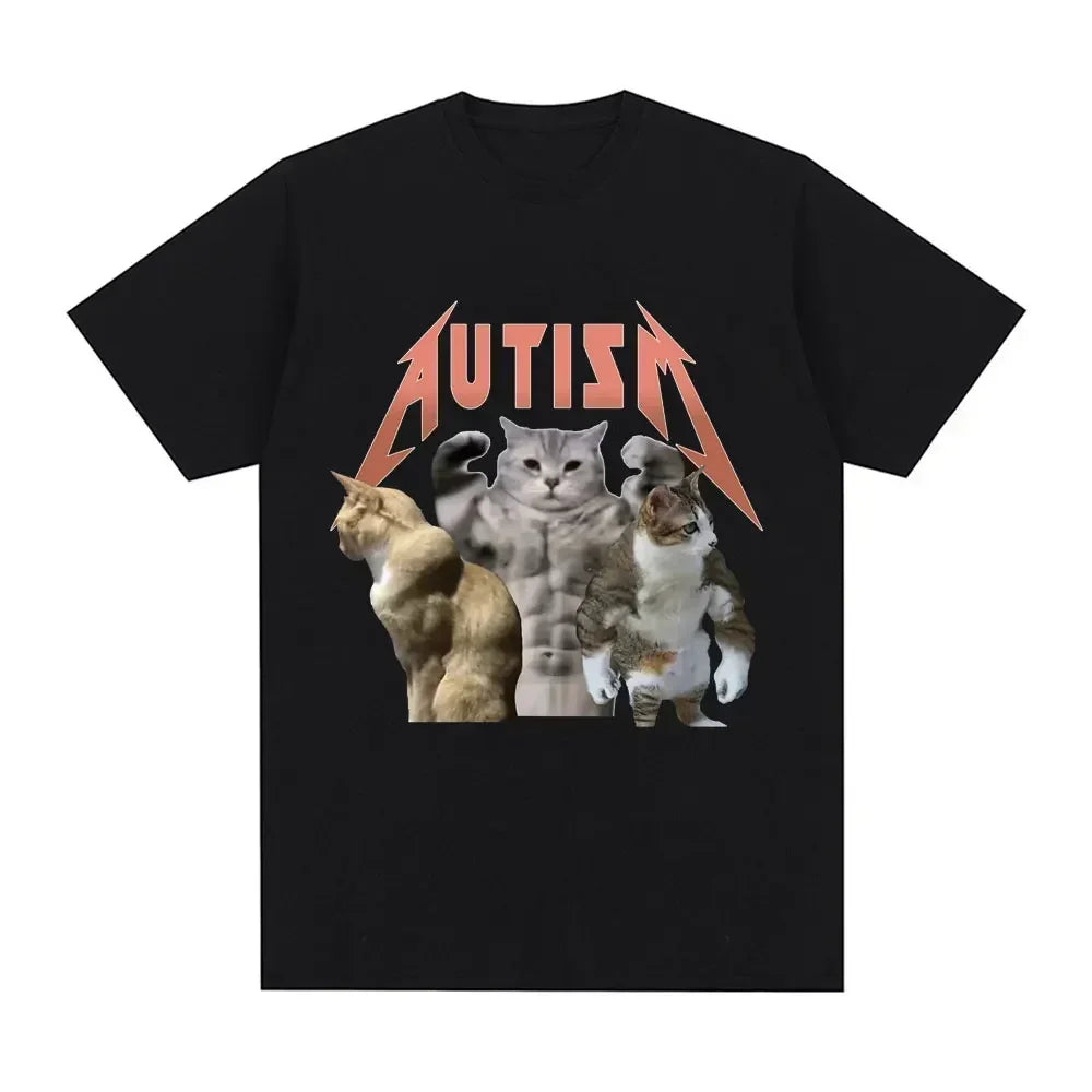 Autism Skeleton Meme T Shirt Humor Funny Skull Men Women Fashion Hip Hop T-shirt Casual Cotton Short Sleeve Oversized T-shirts