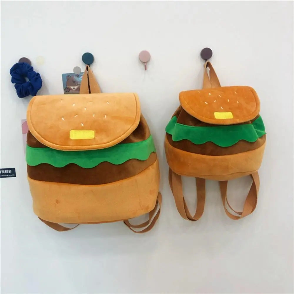 Storage Bags Girls Shoulder Bags  Coin Purse Kindergarten School Bag Cartoon Burger Bag  Pack Hamburger  Backpack