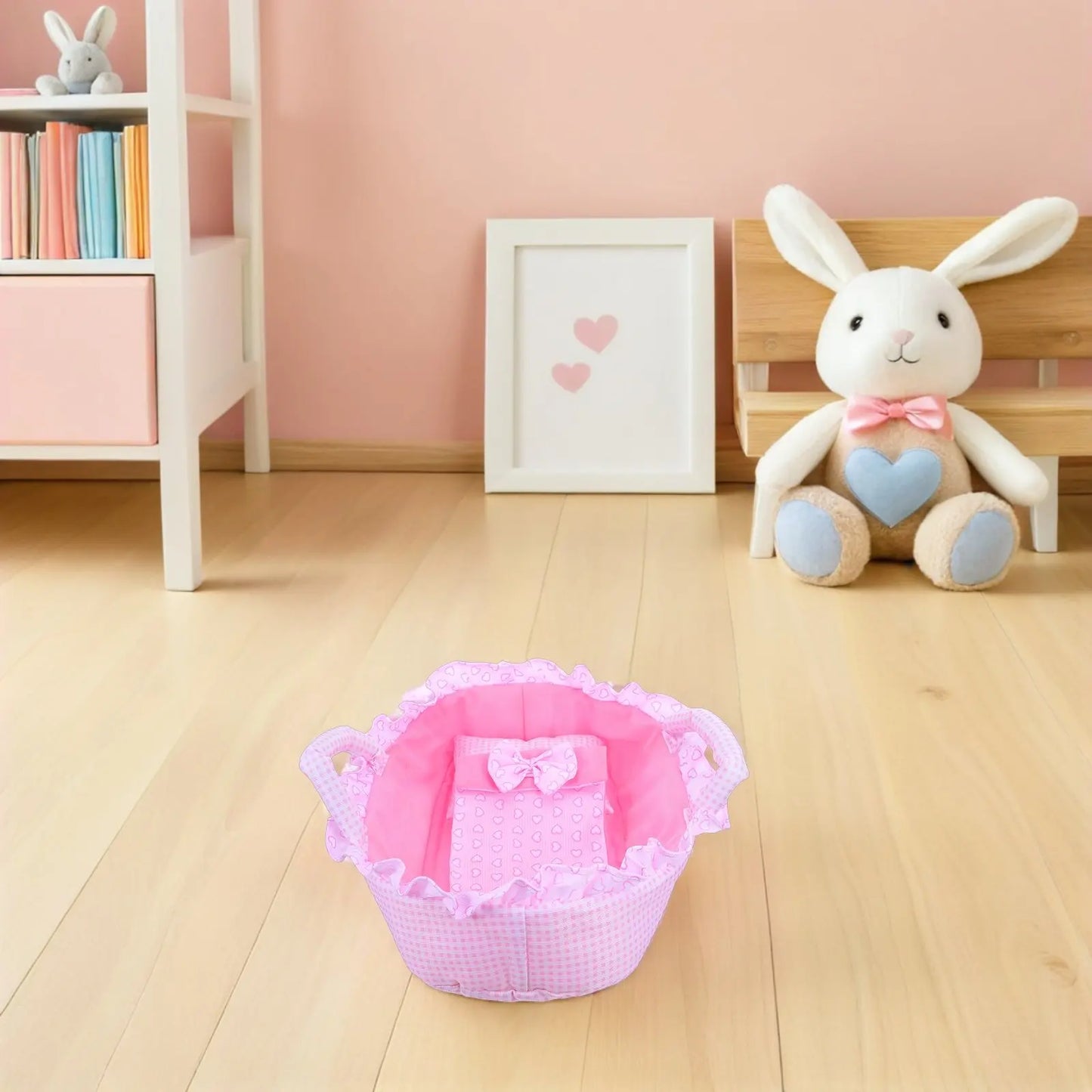 Baby Bassinet Carrying Cradle for 35Cm Reborn Baby Crib Bed Carrier Pillow Blanket Portable Mini Cradle Dollhouse Furniture Prop