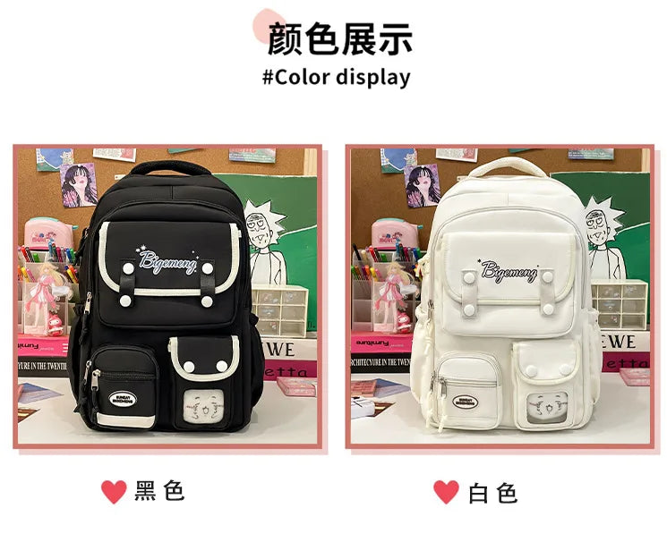 2025 cute student Backpack schoolbag For High School And Primary School Student Campus Versatile Backpack with doll