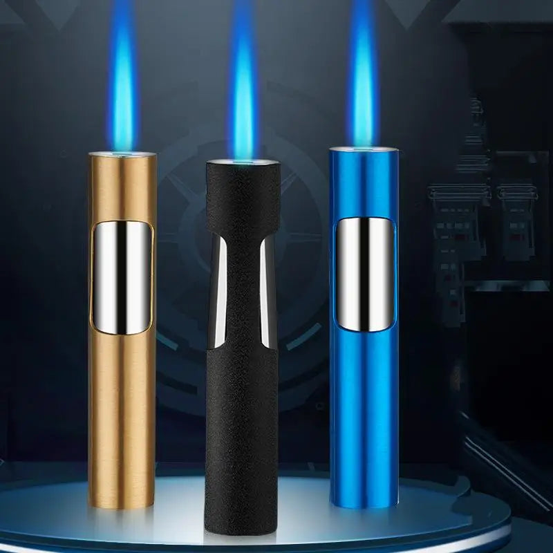 Luminous Lighter Butane Gas Lighter Straight Jet Blue Flame Glowing Lighters Smoking Lighter Cigar Accessories Men's Gift